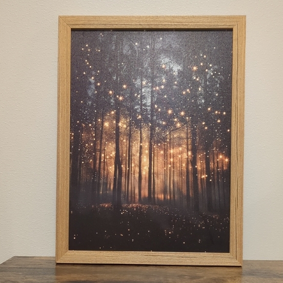 Framed Print Of A Forest Night Sky With Fairy Lights - Picture 1 of 7
